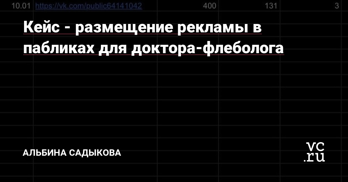 Кейс - привлечение подписчиков в вк На днях покупала рекламу на личную страничку вк доктора