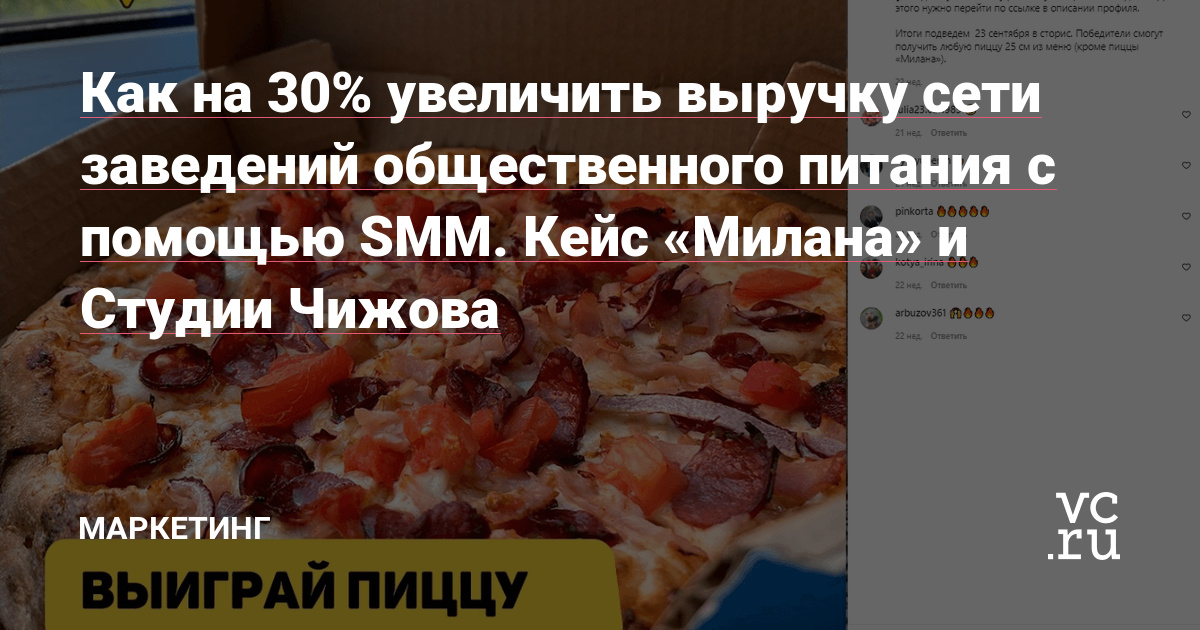 Студия Чижова показывает, как выстроить воронку и увеличивать продажи для бизнеса в сфере общественного питания. Результаты были достигнуты в том числе благодаря работе во «ВКонтакте».